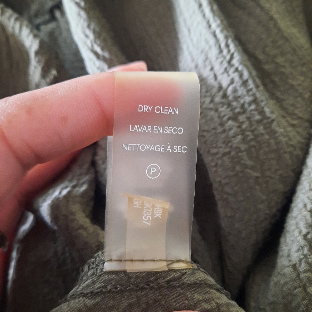 Calvin Klein Faux Wrap Dress Size 6 Army Olive Green Side Tie Minimalist - Picture 13 of 16